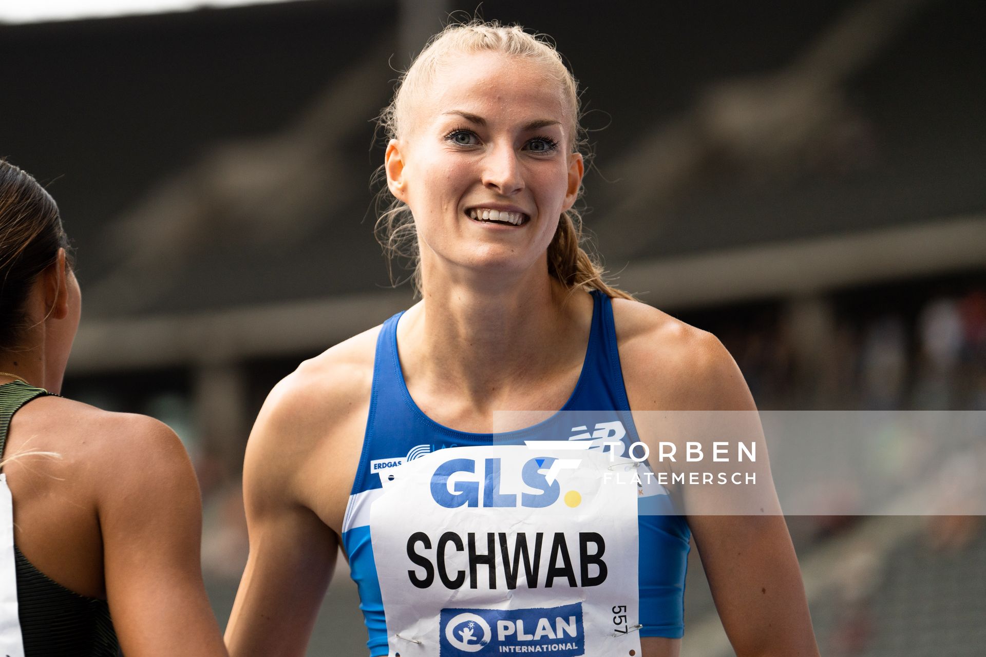 Corinna Schwab (LAC Erdgas Chemnitz) waehrend der deutschen Leichtathletik-Meisterschaften im Olympiastadion am 25.06.2022 in Berlin